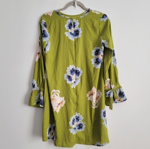 LOFT green floral silky short dress - Picture 5 of 9
